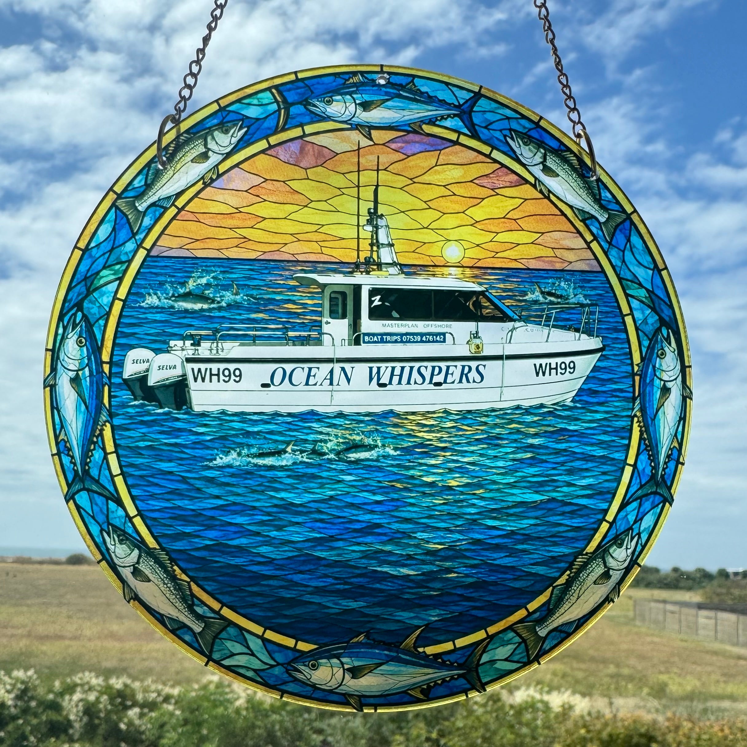 "Ocean Whispers" Fishing Boat Sun Catcher
